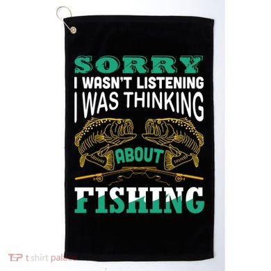 Thinking About Fishing Funny Golf Towel