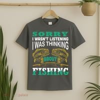 Thinking About Fishing Funny T-Shirt thumb 2