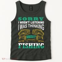 Thinking About Fishing Funny Tank Top thumb 2