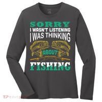Thinking About Fishing Funny Women's Long Sleeve Shirt thumb 0