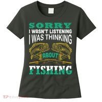 Thinking About Fishing Funny Women's T-Shirt thumb 0