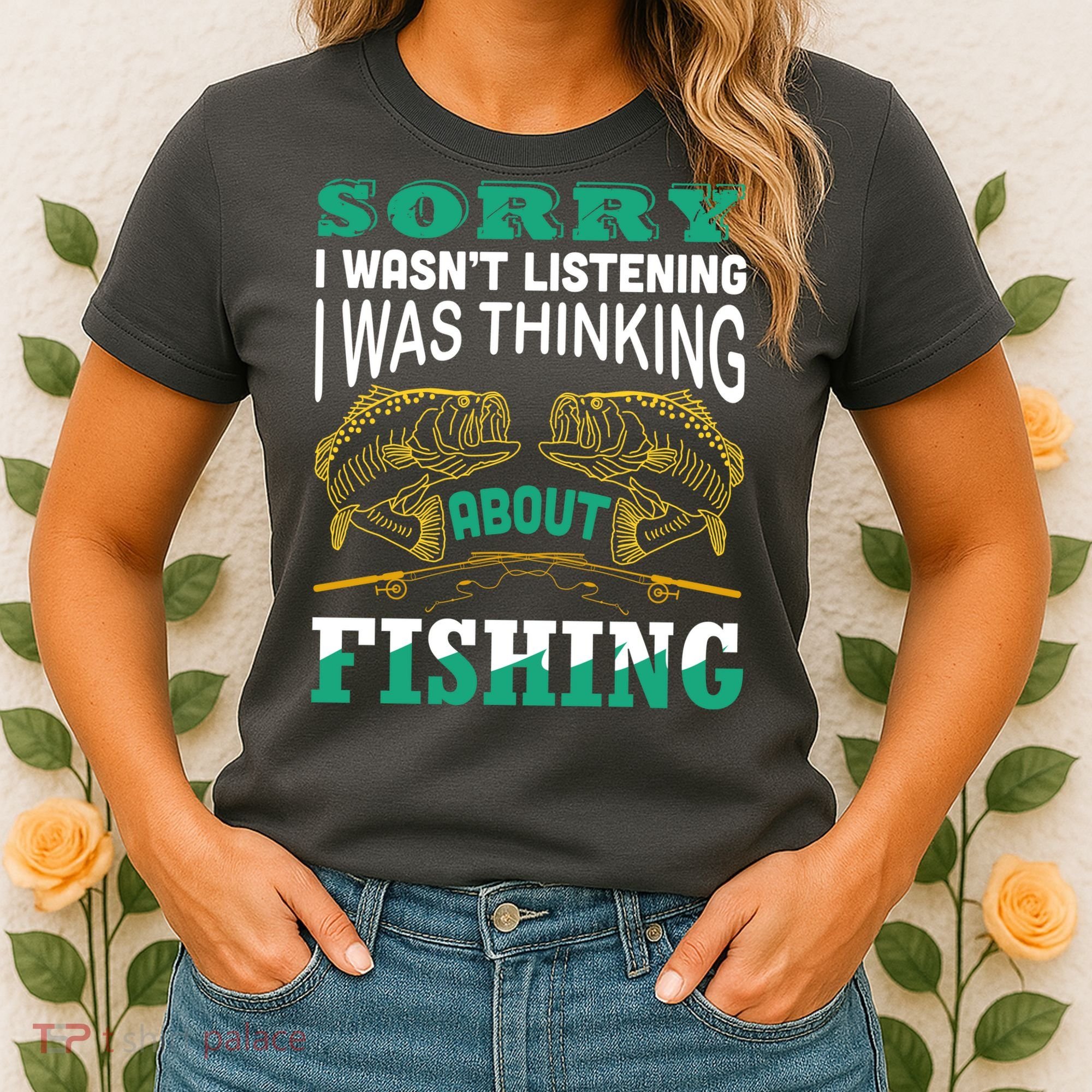 Thinking About Fishing Funny Women's T-Shirt