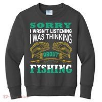 Thinking About Fishing Funny Kids Sweatshirt thumb 0