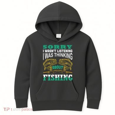 Thinking About Fishing Funny Kids Hoodie