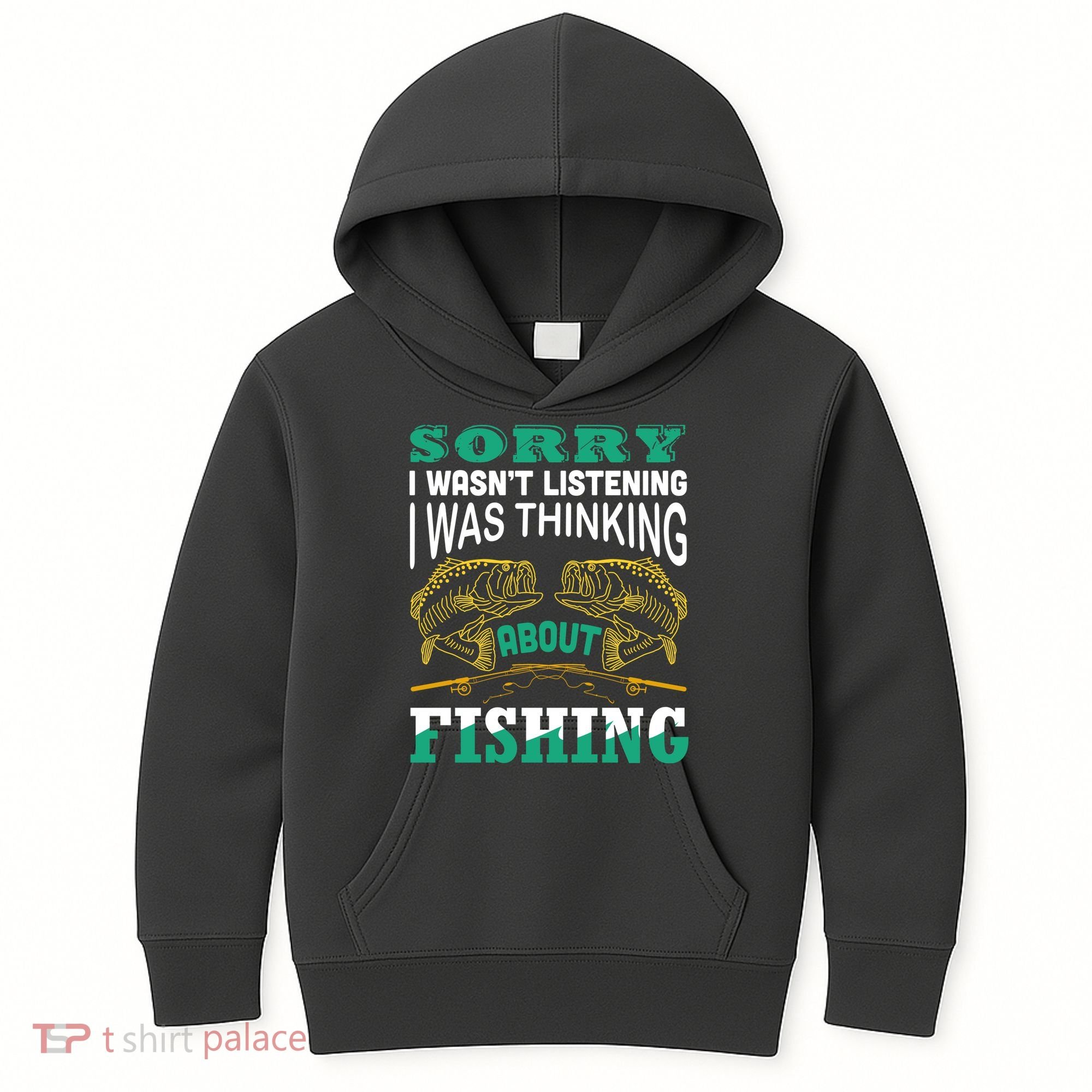 Thinking About Fishing Funny Kids Hoodie