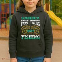 Thinking About Fishing Funny Kids Hoodie thumb 3