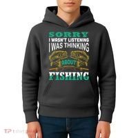 Thinking About Fishing Funny Kids Hoodie thumb 4