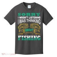 Thinking About Fishing Funny Kids T-Shirt thumb 0
