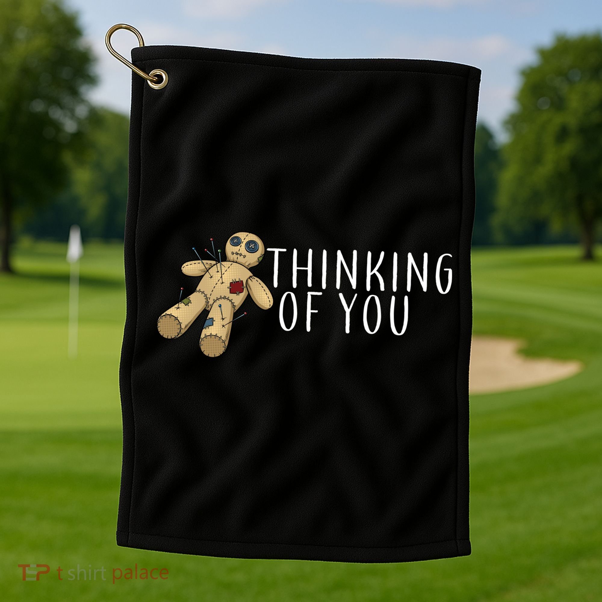 Thinking of You Voodoo Doll Golf Towel