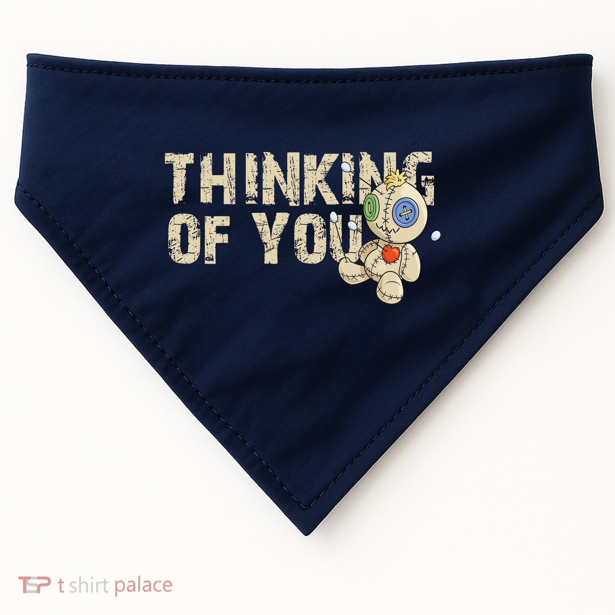 Thinking Of You Voodoo Doll Funny Meme USA-Made Doggie Bandana