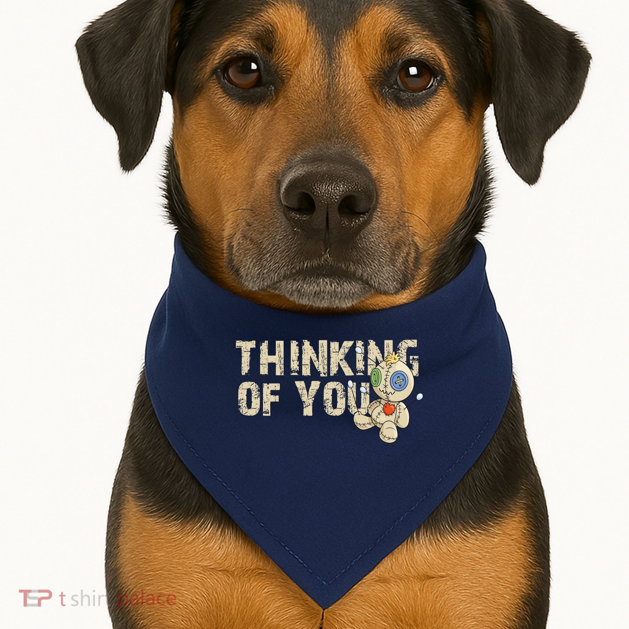 Thinking Of You Voodoo Doll Funny Meme USA-Made Doggie Bandana