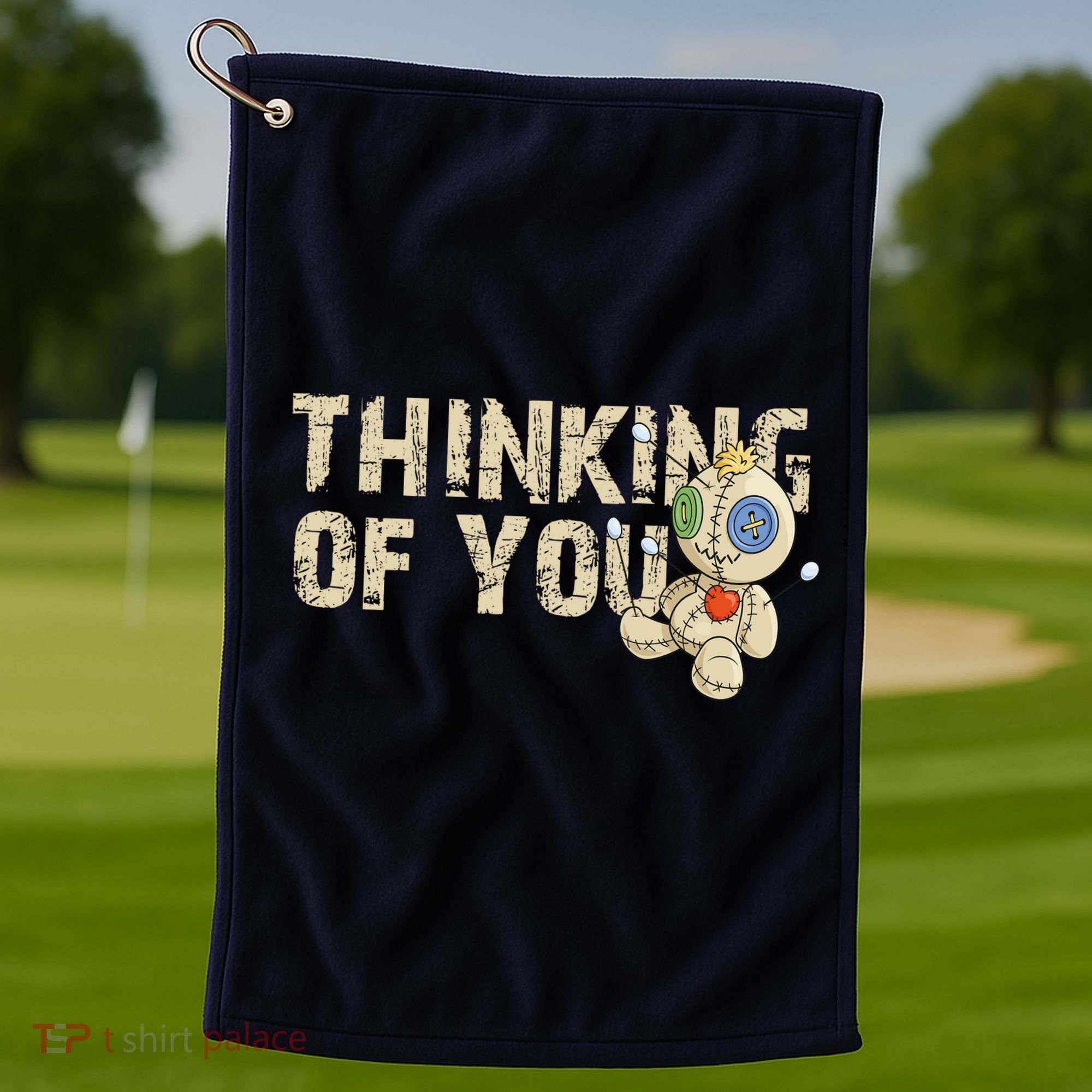 Thinking Of You Voodoo Doll Funny Meme Golf Towel