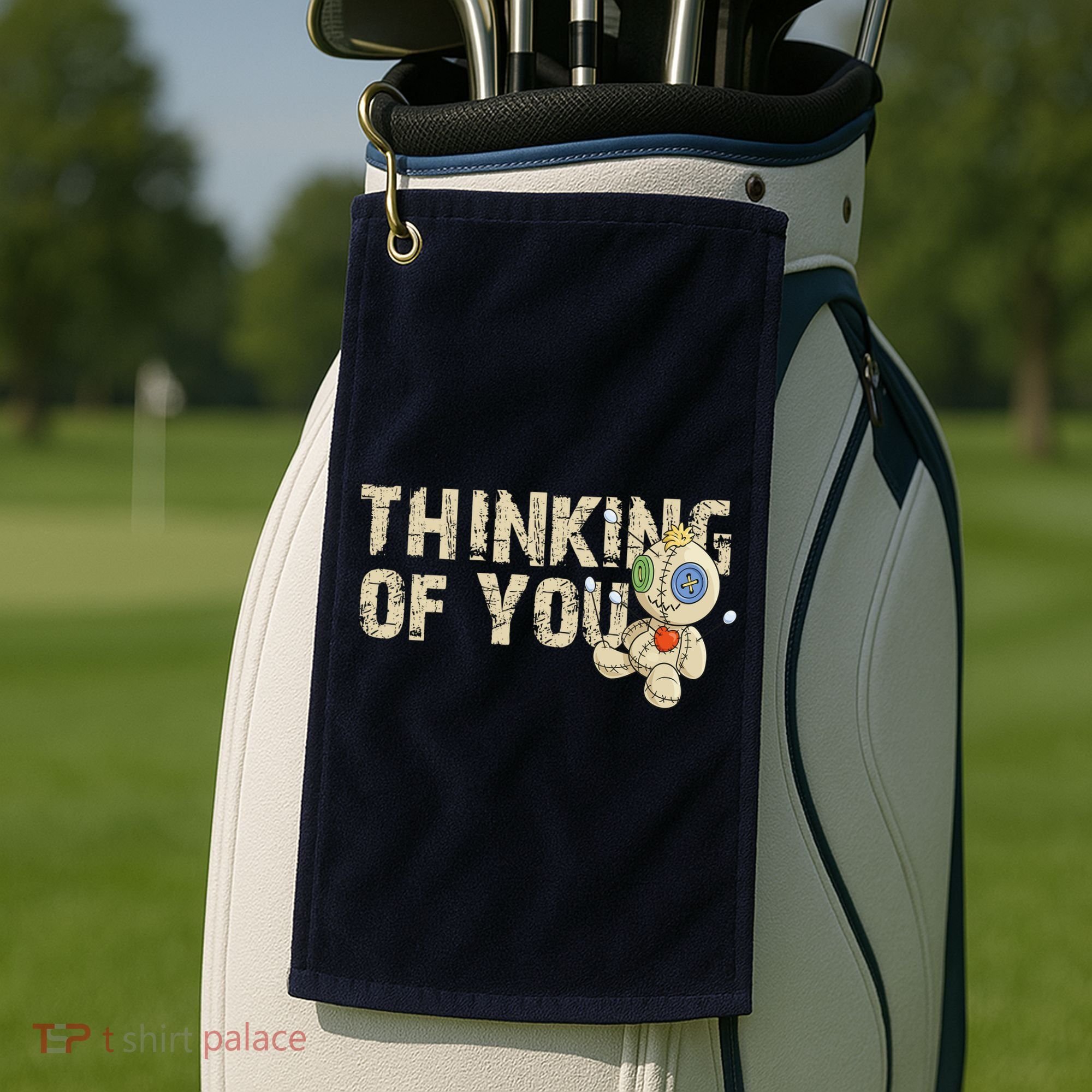 Thinking Of You Voodoo Doll Funny Meme Golf Towel