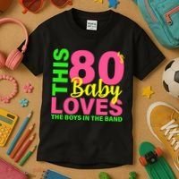 This 80's Baby Loves The Boys In The Band Kids T-Shirt thumb 3
