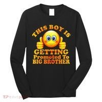 This Boy is Getting Promoted To Big Brother Smiley Emoji Long Sleeve Shirt thumb 0