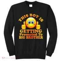 This Boy is Getting Promoted To Big Brother Smiley Emoji Sweatshirt thumb 0