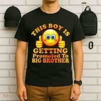 This Boy is Getting Promoted To Big Brother Smiley Emoji T-Shirt thumb 6