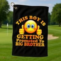 This Boy is Getting Promoted To Big Brother Smiley Emoji Golf Towel thumb 1