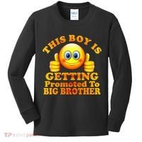 This Boy is Getting Promoted To Big Brother Smiley Emoji Kids Long Sleeve Shirt thumb 0