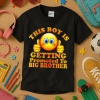 This Boy is Getting Promoted To Big Brother Smiley Emoji Kids T-Shirt thumb 3