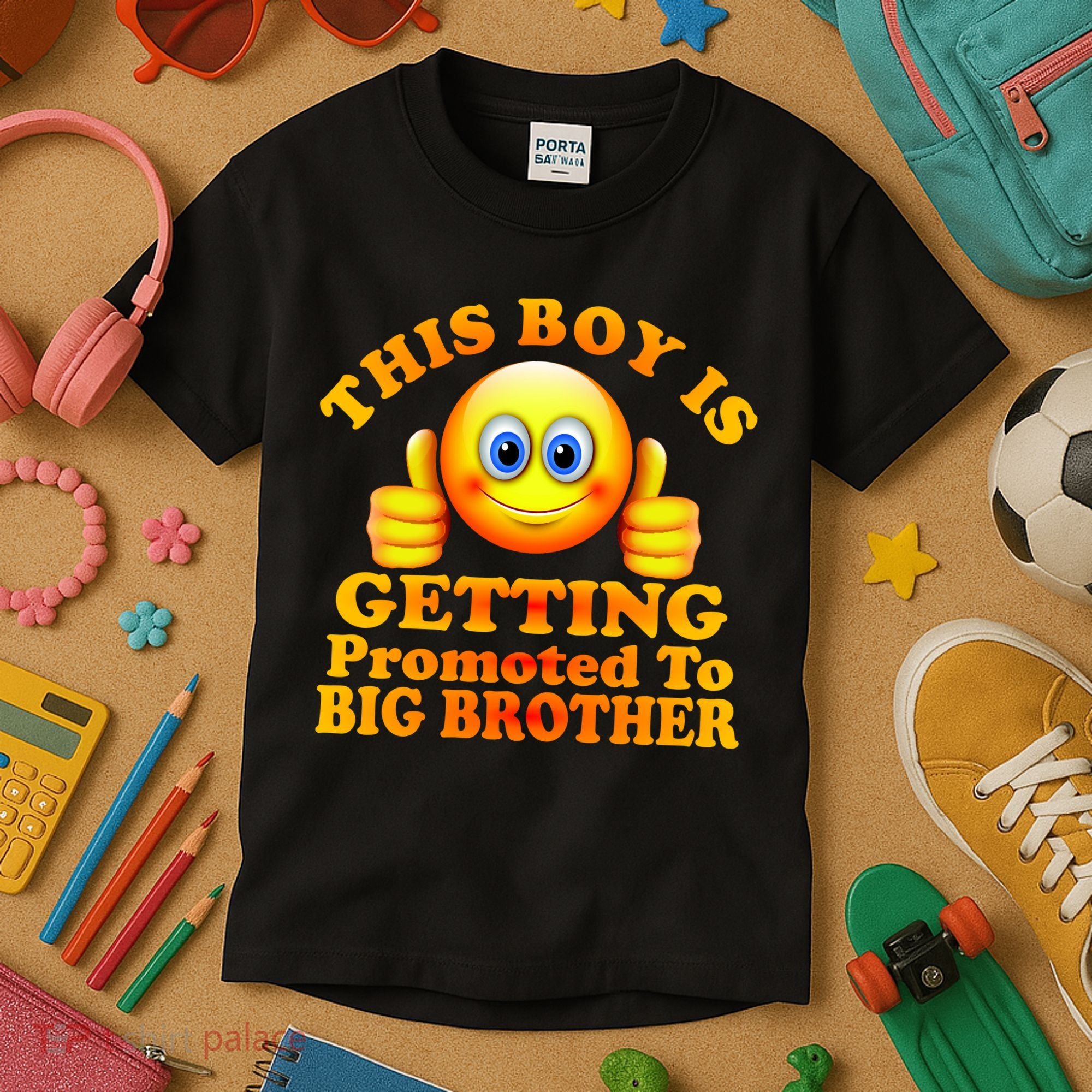 This Boy is Getting Promoted To Big Brother Smiley Emoji Kids T-Shirt