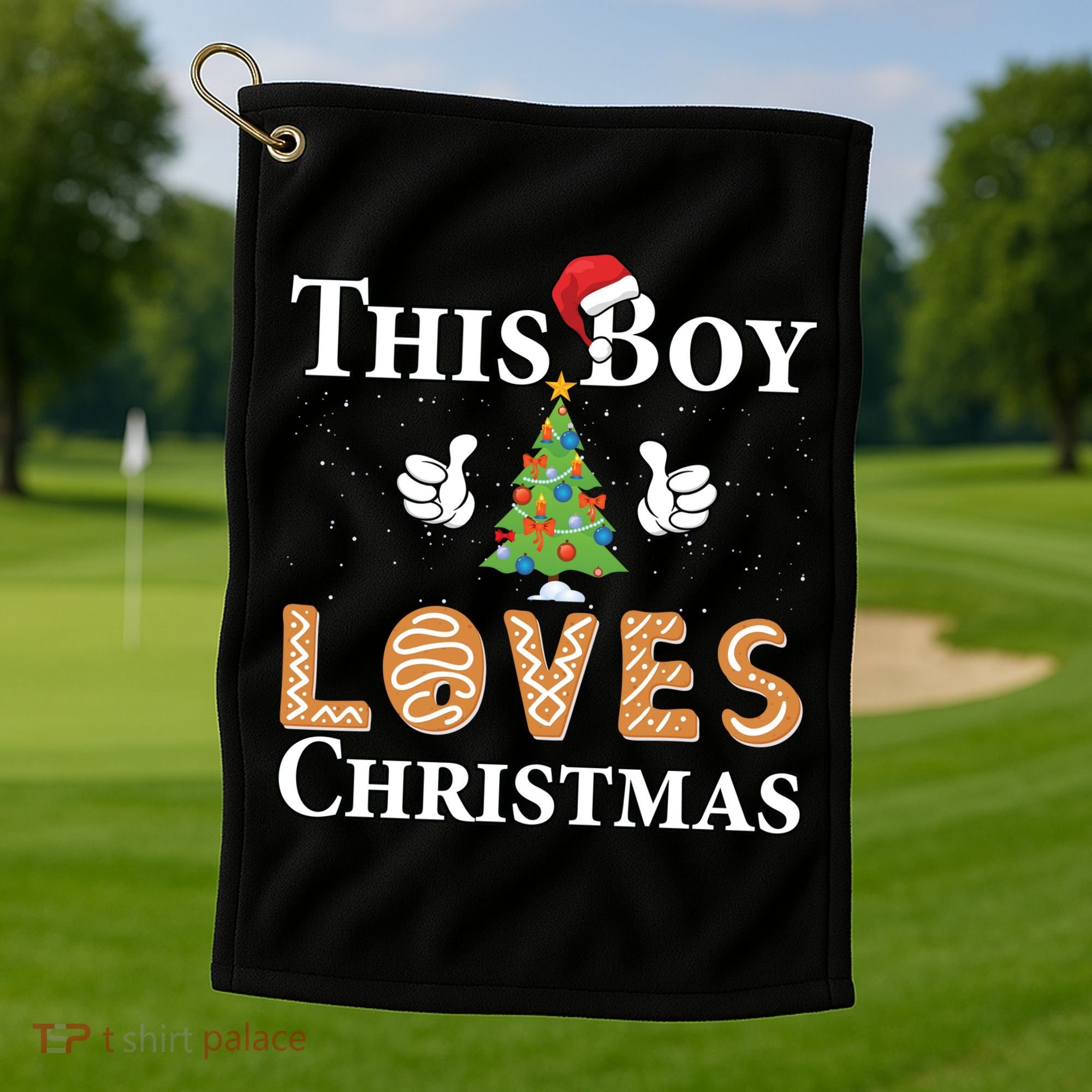 This Boy Loves Christmas Golf Towel