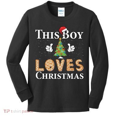 This Boy Loves Christmas Kids Long Sleeve Shirt