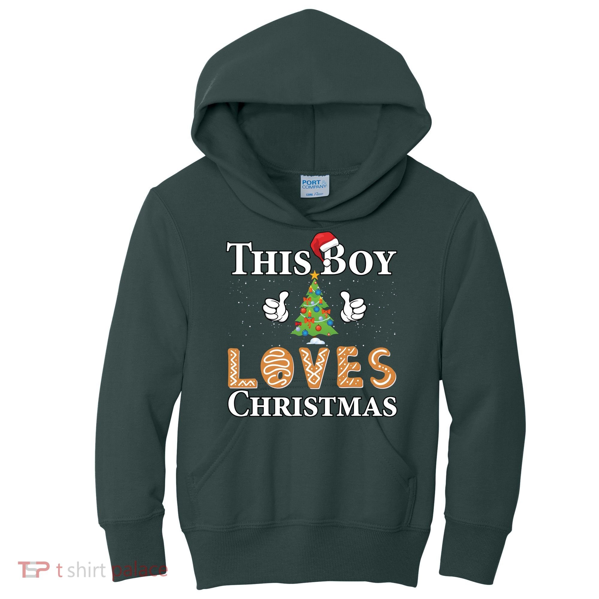 This Boy Loves Christmas Kids Hoodie