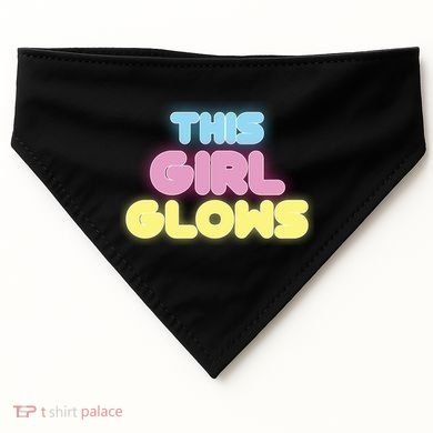 This Girl Glows Retro Neon Party USA-Made Doggie Bandana