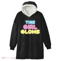 This Girl Glows Retro Neon Party Hooded Wearable Blanket thumb 0
