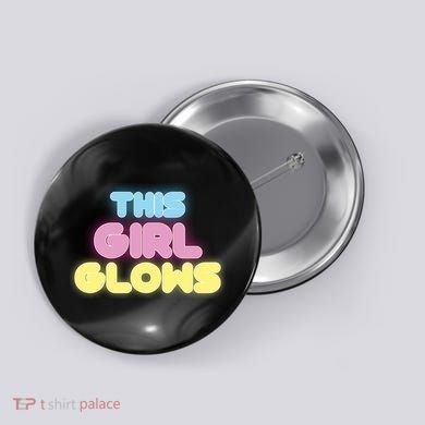 This Girl Glows Retro Neon Party Button