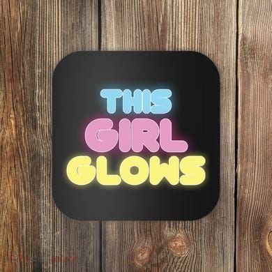 This Girl Glows Retro Neon Party Coaster