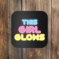 This Girl Glows Retro Neon Party Coaster thumb 0