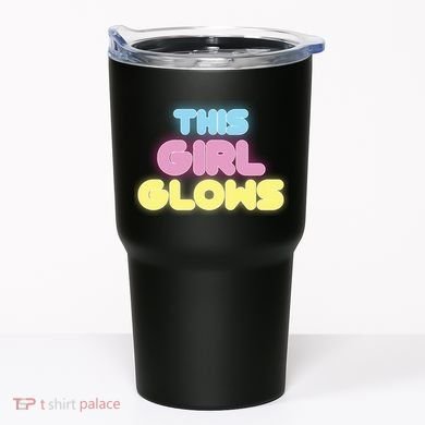 This Girl Glows Retro Neon Party Tumbler