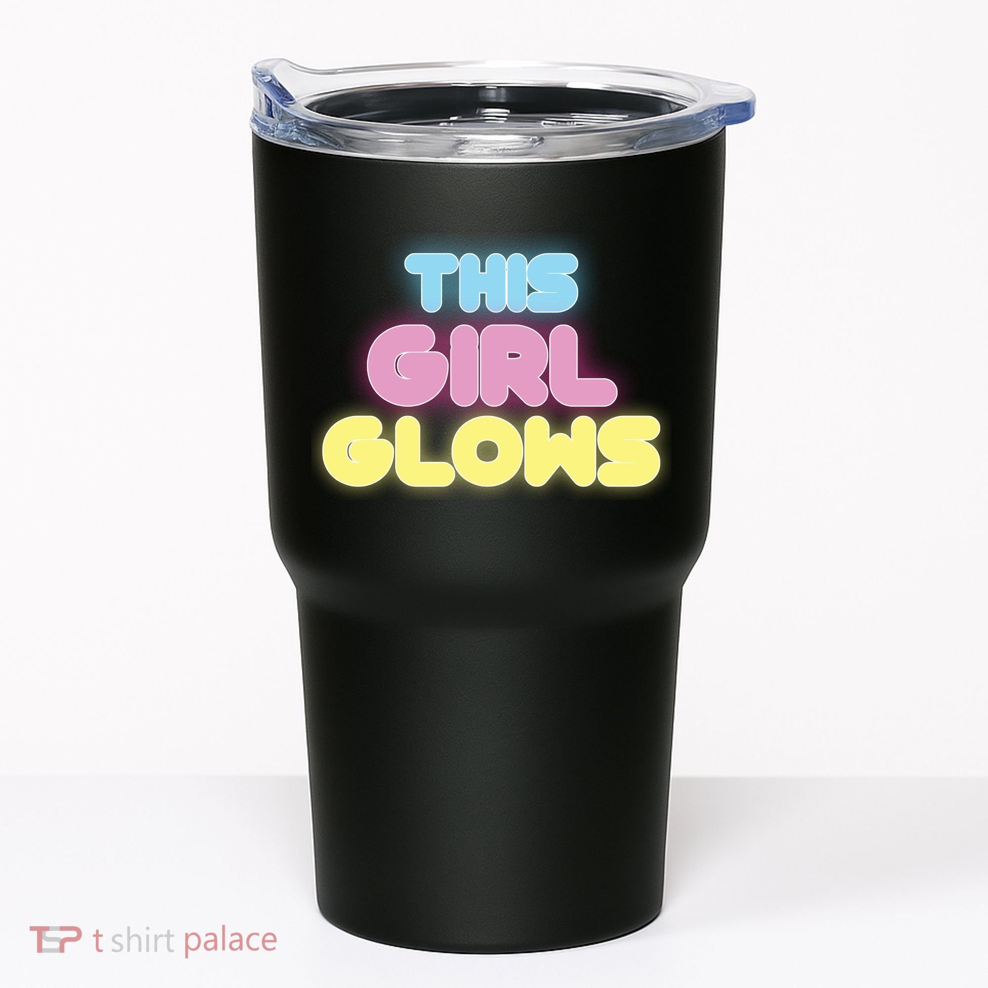 This Girl Glows Retro Neon Party Tumbler