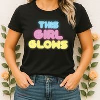 This Girl Glows Retro Neon Party Women's T-Shirt thumb 2