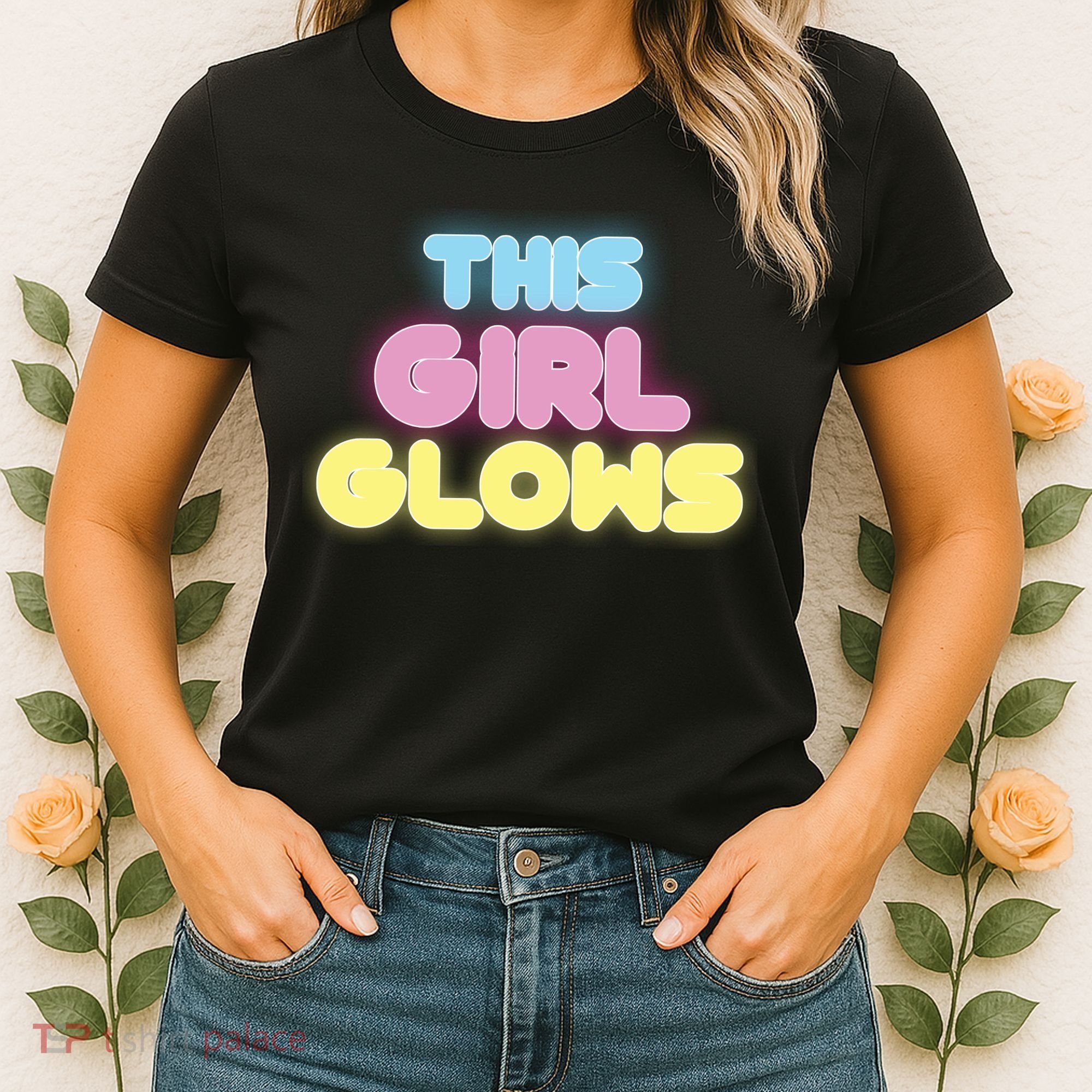 This Girl Glows Retro Neon Party Women's T-Shirt