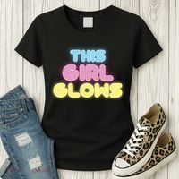 This Girl Glows Retro Neon Party Women's T-Shirt thumb 3