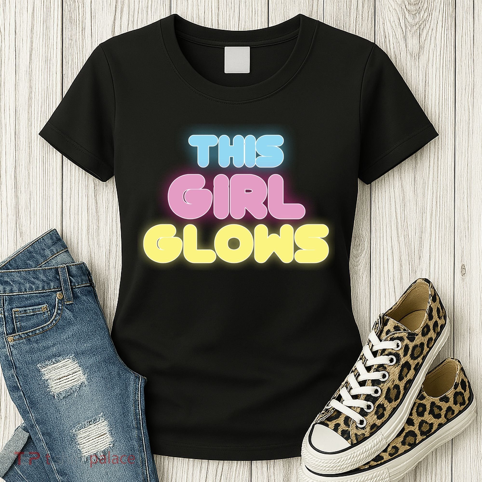 This Girl Glows Retro Neon Party Women's T-Shirt
