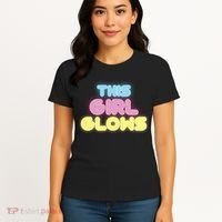 This Girl Glows Retro Neon Party Women's T-Shirt thumb 4