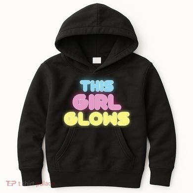This Girl Glows Retro Neon Party Kids Hoodie
