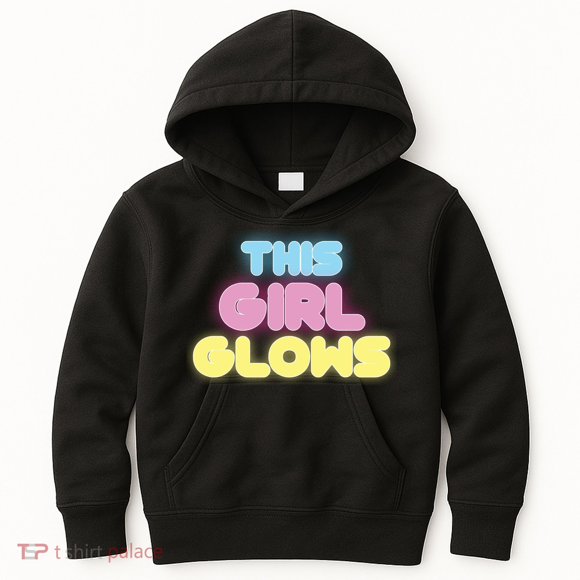 This Girl Glows Retro Neon Party Kids Hoodie