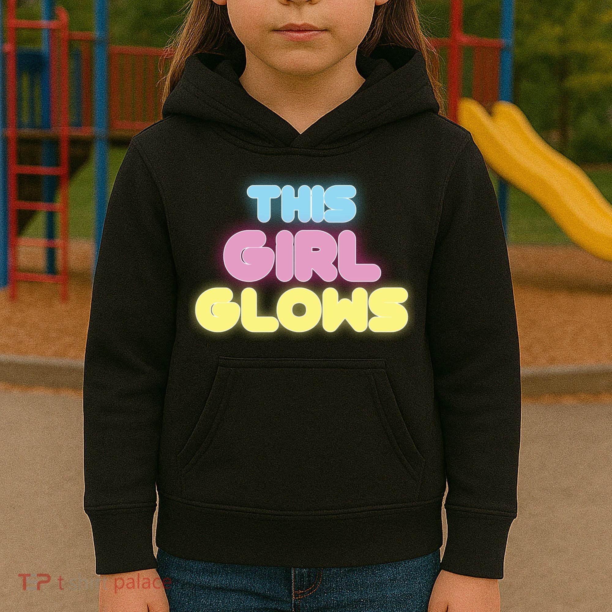 This Girl Glows Retro Neon Party Kids Hoodie