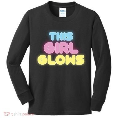 This Girl Glows Retro Neon Party Kids Long Sleeve Shirt