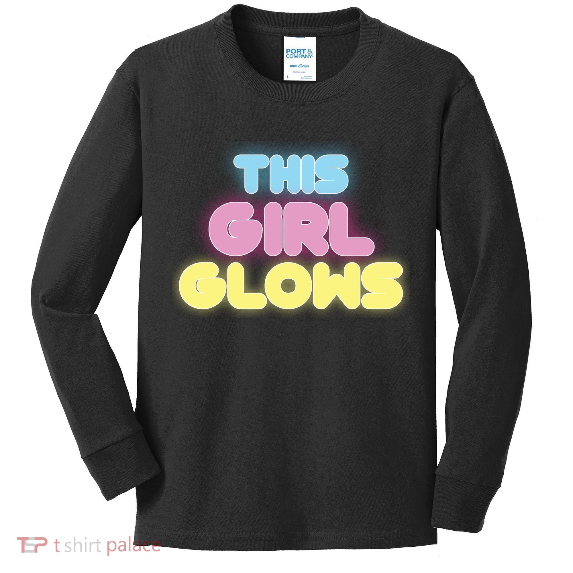 This Girl Glows Retro Neon Party Kids Long Sleeve Shirt