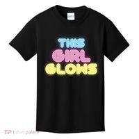 This Girl Glows Retro Neon Party Kids T-Shirt thumb 0