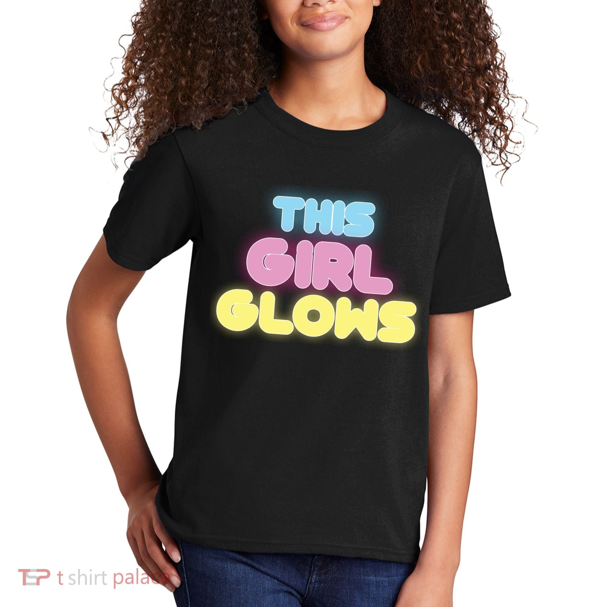 This Girl Glows Retro Neon Party Kids T-Shirt