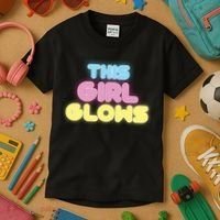 This Girl Glows Retro Neon Party Kids T-Shirt thumb 3