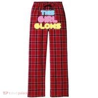 This Girl Glows Retro Neon Party Women's Flannel Plaid Pajama Pants thumb 0