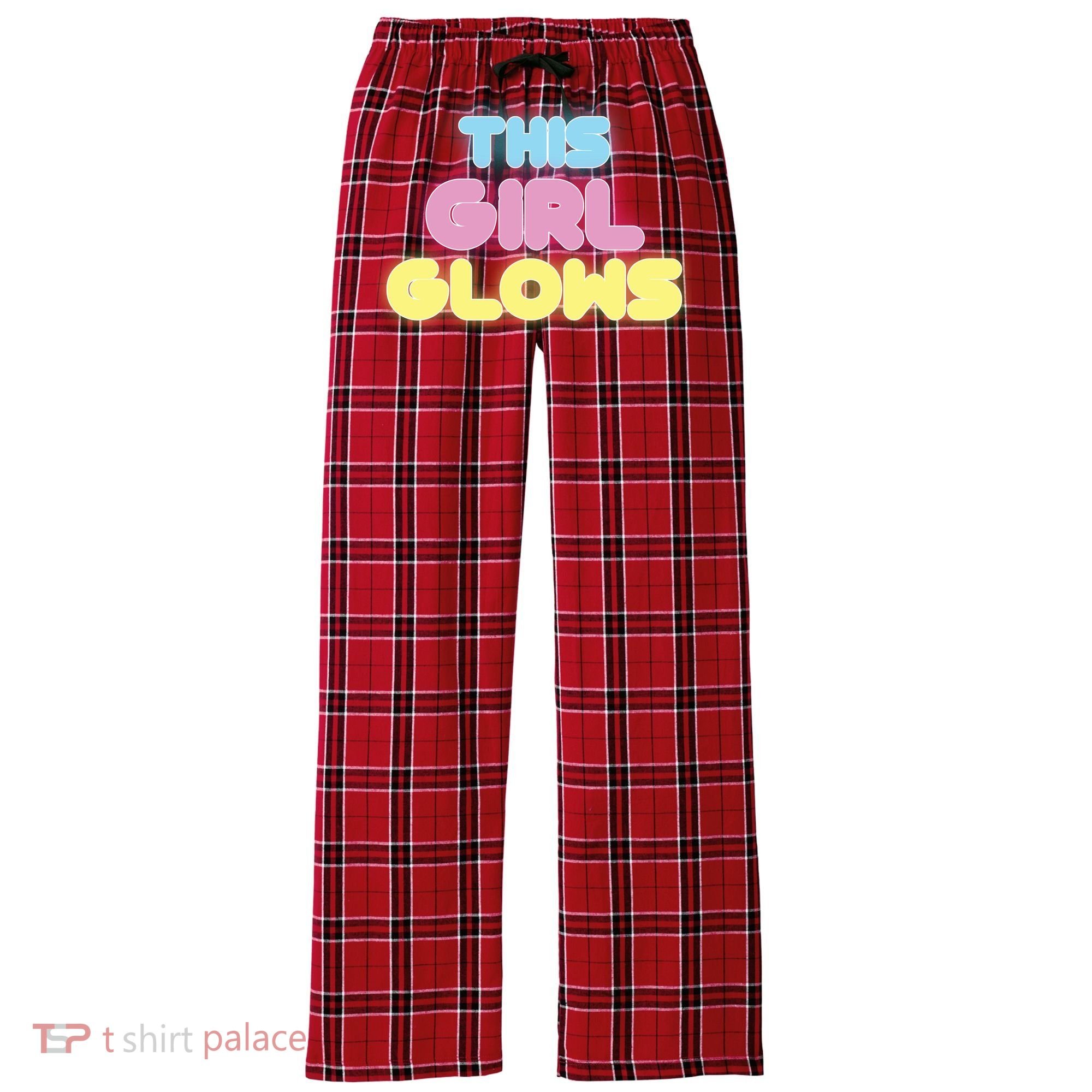 This Girl Glows Retro Neon Party Women's Flannel Plaid Pajama Pants